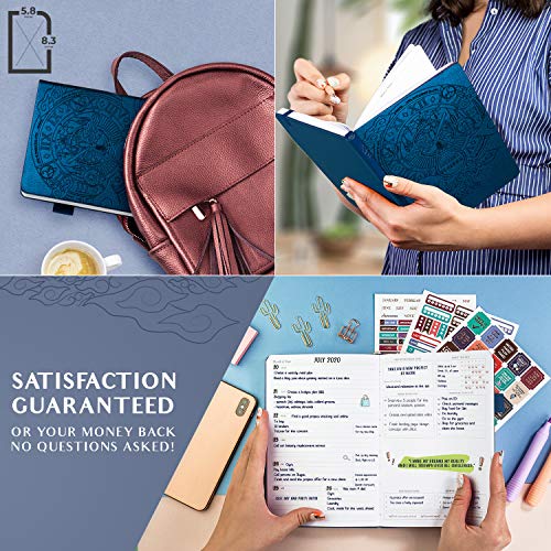 Legend Planner – Deluxe Weekly & Monthly Life Planner To Hit Your Goals & Live Happier. Organizer Notebook & Productivity Journal. A5 Hardcover, Undated – Start Any Time + Stickers – Mystic Blue #TOP6