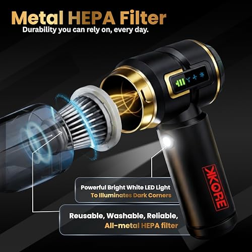 Image of Typhoon 4-in-1 Cordless Car Vacuum Cleaner for Home & Car Use | 18000Pa Suction | Upto 110000 RPM Brushless Motor | 6000 mAh | LED Display | 9 Attachments