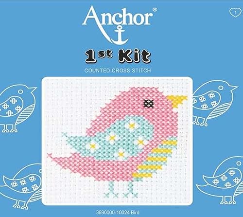 Simply Sew Crafty Bird - Cross Stitch Anchor 1St Kit First Cross Stitch, Long Stitch, Tapestry - Children First Sewing Learner Fabric Kit (Bird - Cross Stitch)