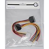 【＠】２本セット SATA電源(15ピン) → ペリフェラル(大4ピン)×2分岐ケーブル 17cm Cyberplugs