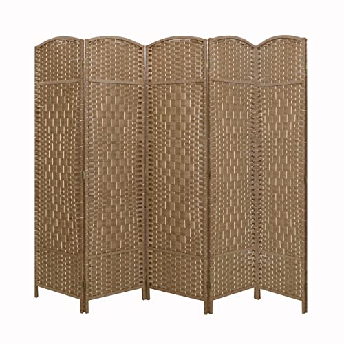 LW Collection Paravent paravent 5 Panneaux Marron 170X200CM - paravent - cloison - Paravents de Chambre à Coucher