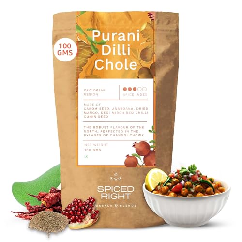 Image of Spiced Right Purani Dilli Chole Masala | Chana Masala Powder 100g | Authentic Punjabi Amritsari Pindi Style Masala for Chickpeas, Choley Bhature | No Onion Garlic | Traditional Indian Spice Blend
