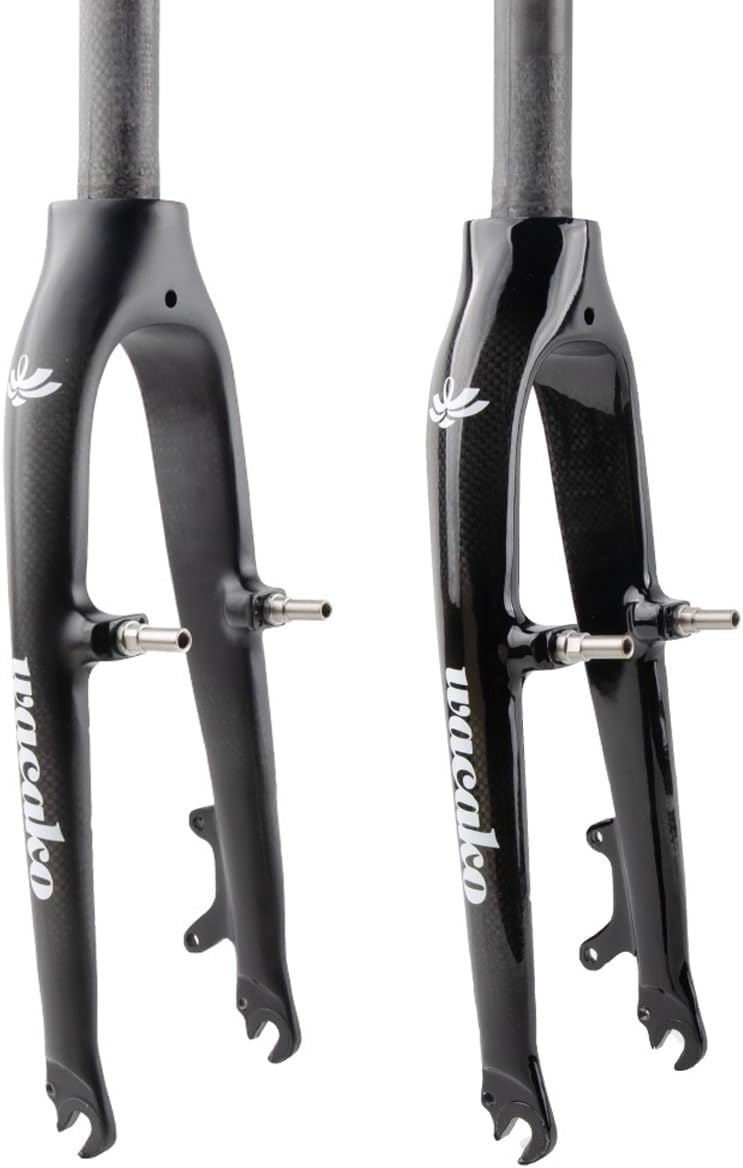 Bikes Rigid Forks 28.6mm Straight Front Fork 20in 451 V/C/Disc Brake Bikes Hard Fork Carbon Fiber Front Forks for Folding/Mountain/Road Bike 9 * 100mm QR(Matte Black B)