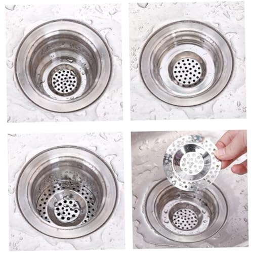SHINEOFI 1 Juego Filtro De Drenaje De Piso De Cocina Colador Cesta De Filtro De Fregadero De Acero Inoxidable Fregadero De Cocina con Pantalla De Filtro Plata 4 Piezas