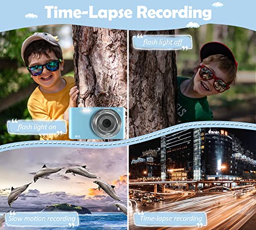 Uikicon Digital Camera, Fhd 4K 44Mp Kids Camera Video Camera With 32Gb Sd Card 16X Digital Zoom, Compact Point And Shoot Camera Portable Small Camera For Teens Students Boys Girls-Light Blue #TOP4