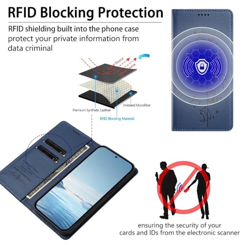 Protection Motorola G54 5G intégrale anti-rayure avec étui portefeuille chat - 6