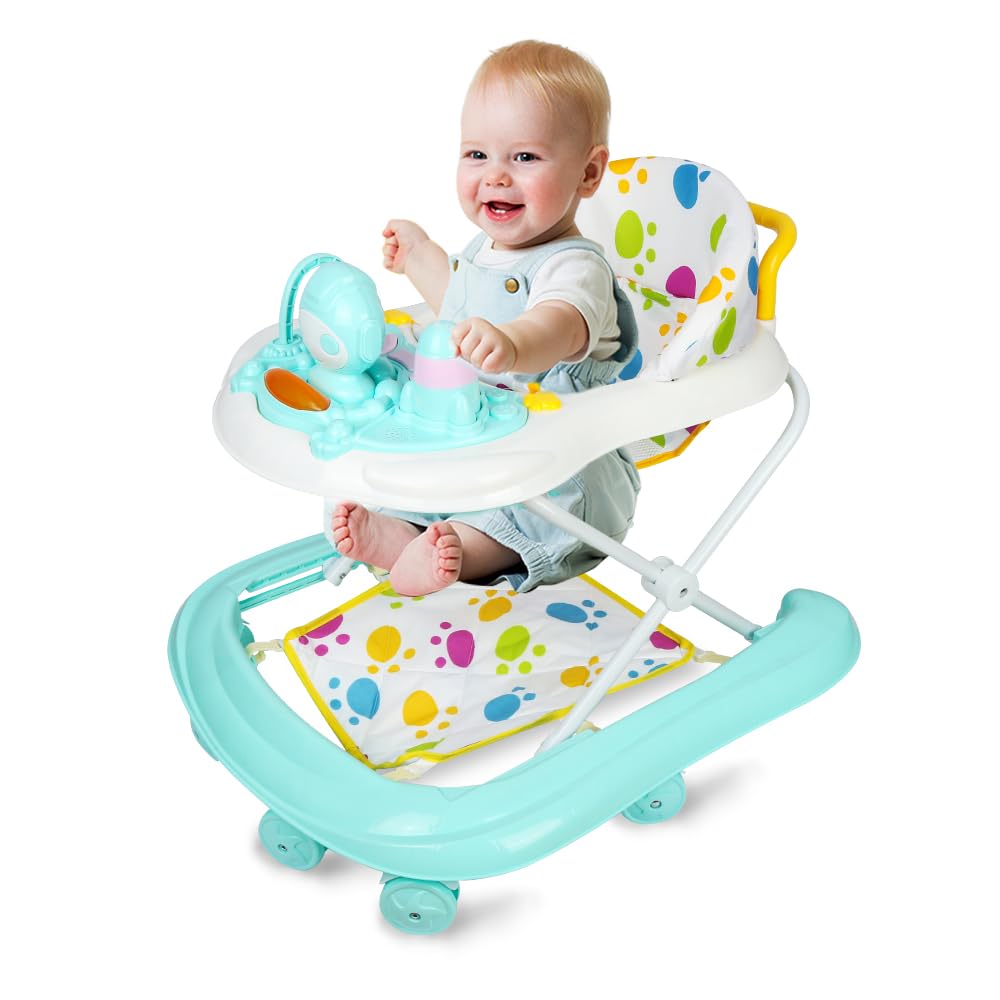 Girarrosto con set da gioco-girello Bebe Walking pieghevole, da 6 a 18 mesi, ideale come aiuto per camminare per i primi passi del vostro bambino, verde (62 x 68 x 36-81 cm)