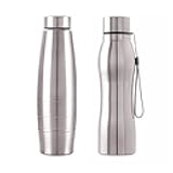 PUTHAK Leakproof Silver Steel Water Bottle 1000 ml (Pack of 2)