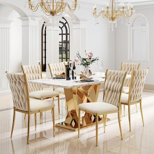 VAKTULS Velvet Dining Chairs Set of 6