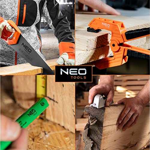NEO TOOLS Zacisk śrubowy 120 x 1000 mm, uchwyt dwukomponentowy, nasadki z tworzywa sztucznego do szczęk, siła docisku do 450-500 kg