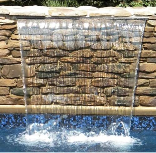Cascade Koi Pond Spillway Waterfall Flush Mount - Customizable 12-60 Inch Water Features for Ponds & Pools, Black Finish, Ideal for Stunning Fountains & Aquatic Displays