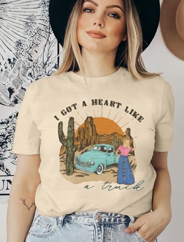I Got A Heart Like A Truck Shirt Women Country Music Shirts Concert Tshirt Sunset Western Cowgirl Tee Tops3