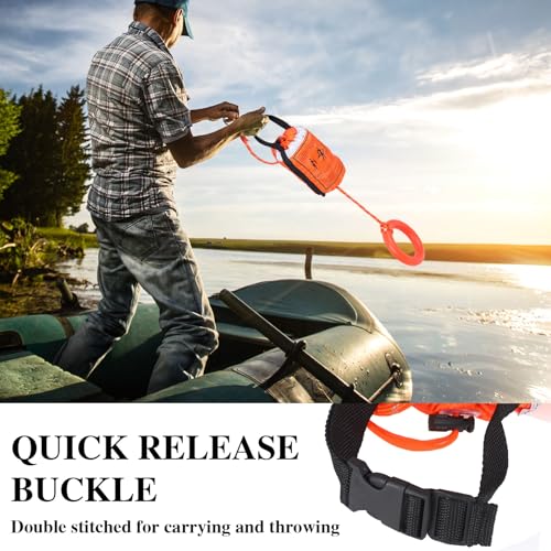 Wowangce Water Rescue Throw Bag with Rope and 2 Emergency Whistles with Lanyard Emergency Rescue Rated to 1844lbs for Kayaking Boating Fishing Rafting, High Visibility(50 Ft Rope)