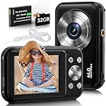 Digital Camera, Bofypoo FHD 1080P 44MP Kids Camera with 32GB Card, 16X Zoom Point and Shoot Digital Camera with Fill Light, Anti-Shake Compact Vlogging Camera for Teens Boys Girls (Black)