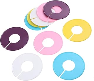 STOBAZA 10pcs size markers for clothing racks Hanger Size Buckles labels for clothes hangers for clothes DIY closet dividers Closet Organizer colored labels Plastic Size Dispaly ring blank