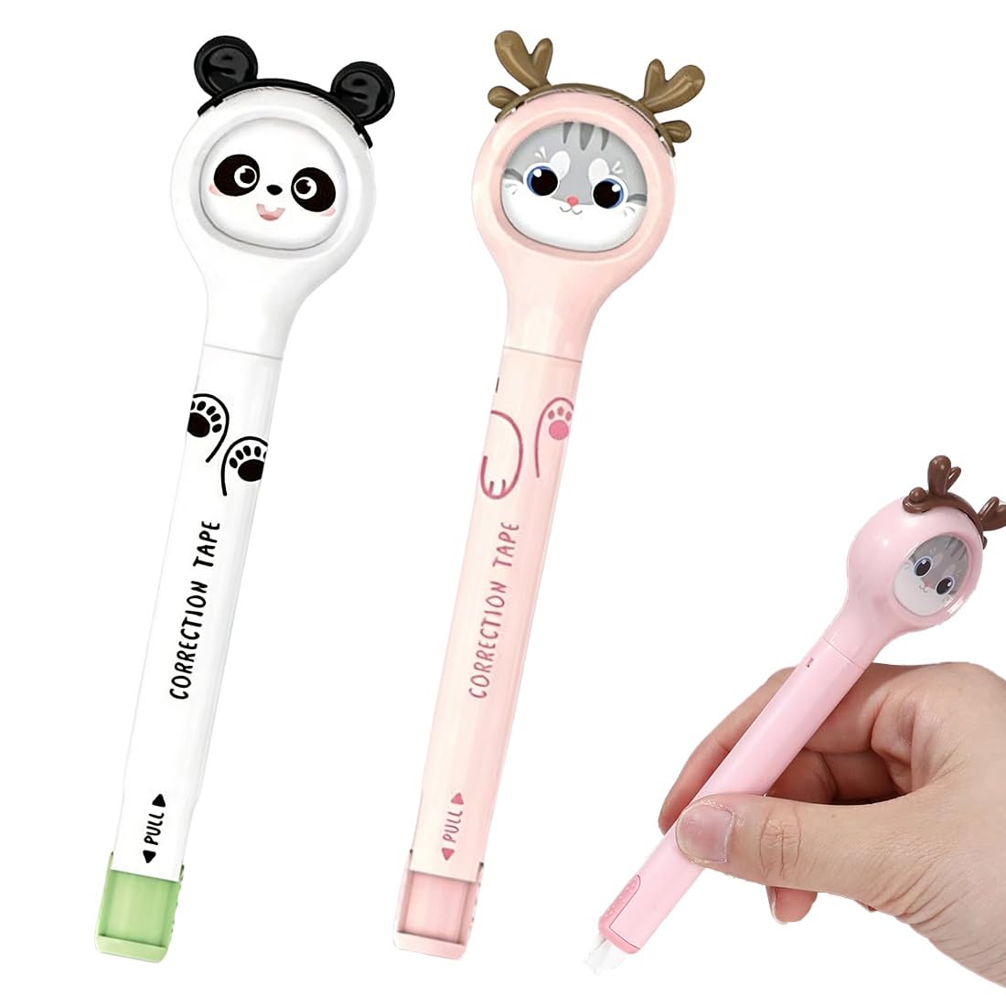 Correttore a Nastro Forma Penna 6M x 5MM Rullo di Correzione Kawaii Gatto per Ufficio