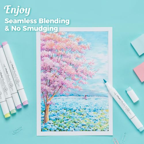 Image of Ohuhu Double-Sided Bleedproof Marker Pad 5.5 inchx8.5 inch - 160 lb /280 GSM | Heavyweight Smooth Drawing Paper - 50 Sheets /100 Pages - Spiral-Bound Sketchbook for Alcohol Markers