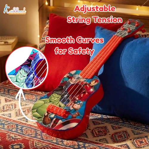 Image of Marvel Avengers Theme 4-String Guitar Toy for Kids (Big)-Educational Musical Instrument for Toddlers & Children,Safe & Lightweight Fingerstyle Play, Ideal Gift for Boys & Girls 3+ Years,Red