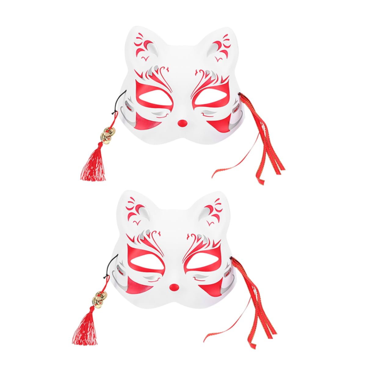 GALPADA 2pcs Fox Mask and Tail Half Face Halloween Costume Mask Moving Jaw Tail for Cosplay