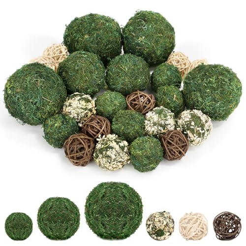 Lezmarket 24 Pcs Decorative Moss Balls for Centerpiece Bowls Assorted Sizes