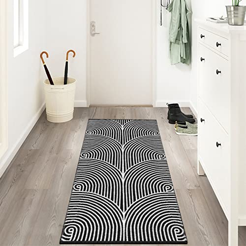 Tiffasea Washable Runner Rug 2' X 5', Cotton Woven Kitchen Runner Rug Entryway Rug Black And White Rug Indoor/Outdoor Rugs Throw Rugs Modern Area Rug For Hallway Bedroom Laundry Room #TOP7
