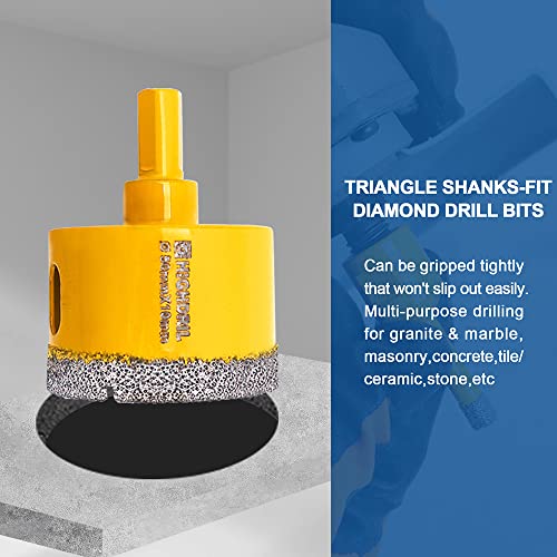 Dry Diamond Core Drill Bit,Highdril Diameter 50Mm 2" With Triangle Shank Vacuum Brazed Hole Saw For Concrete Granite Marble Glass Porcelain Tile Masonry Brick #TOP6