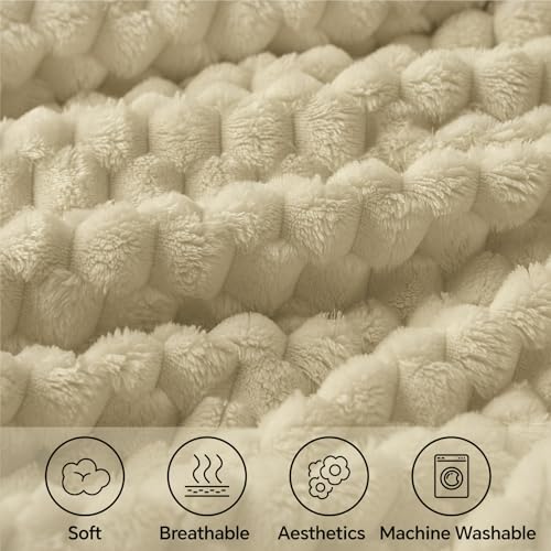Image of BEDELITE Almond Twin Blanket for Couch, Soft Cozy Gifts for Women, 60 * 80 | 3D Jacquard Decorative Fleece Blanket, Super Soft Plush Throws, Cute Birthday Gift for Women & Men, Suitable for All Seasons