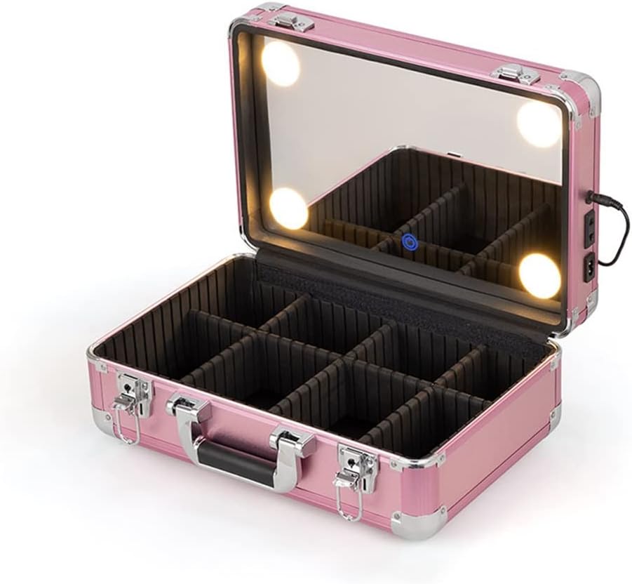 Makeup Artist Suitcase Beauty Nail Box with LED Light Travel Cosmetics Organizer Organizer Tool Box(black-JoJo's Bizarre Adventure1,40 * 26c*16cm)