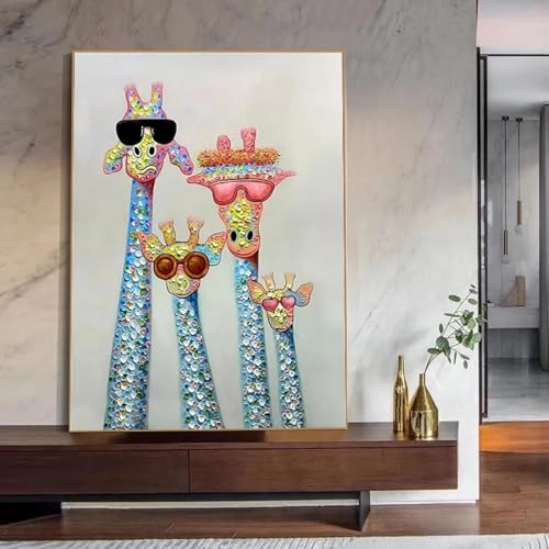 Toile famille girafe decoration murale chambre bebe cocon