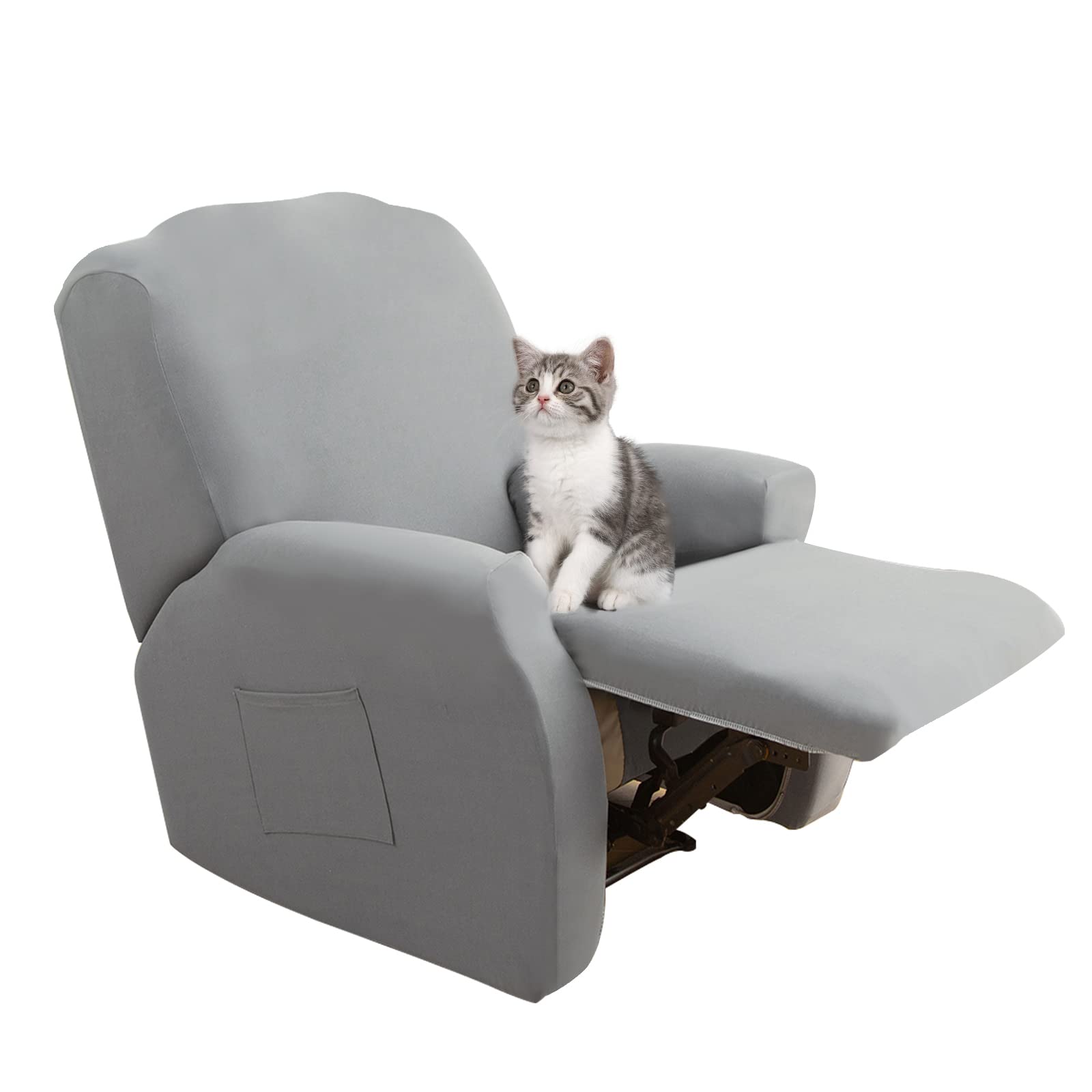 Jaotto Copripoltrona Relax Reclinabile,Fodere Copripoltrona 1 Posto Universale,Moderne Copripoltrona Relax Reclinabile con Tasche Lavabile,Coperture per Divano da Massaggio,Grigio Fumo
