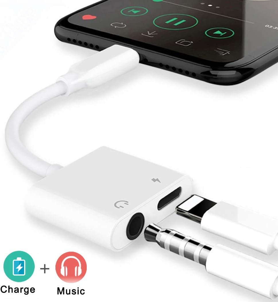 Adattatore Jack per Cuffie da 3,5 mm per iPhone 8 Adattatore per Cuffie e  Caricabatterie per iPhone Adattatore Jack per Cuffie Adattatore 2 in 1 per  iPhone X/XS max/8/8 Plus/7/7 Plus Supporto