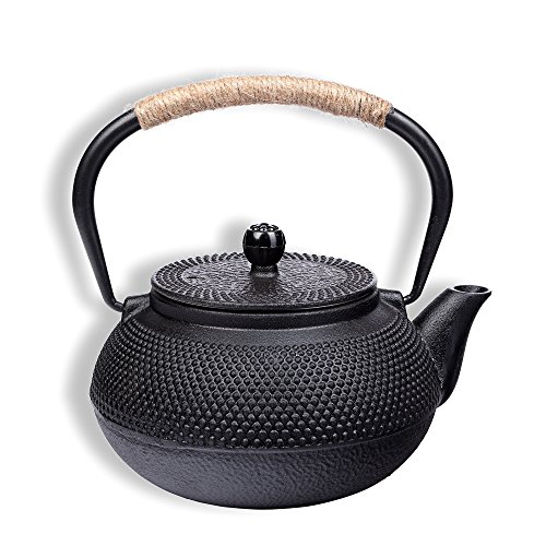 Schramm® 900ml Tetera Tetera de Hierro Fundido de Tetera asiática esmaltada Estilo japonés Incl. colador de té Estructura de Burbujas