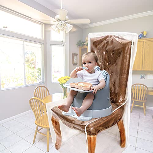 Aynineng YZT-FT Plastic Chair Covers For Dining Room With Backrests, Waterproof Clear Pvc Kitchen Chair Slipcovers Protectors Soft Thickened Full Coverage Chair Seat Covers thumb #4