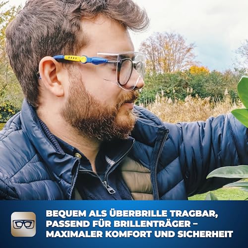 S&R Schutzbrille Arbeitsschutzbrille Schutzbrillen Set – Augenschutzbrille mit Schutzgläsern, Sicherheitsgläsern, UV-Schutzbrille, Überbrille für Brillenträger, Laborbrille, Safety Glasses