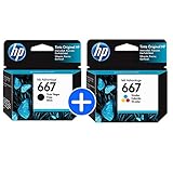 KIT 2 CARTUCHO DE TINTA HP 667 PRETO E COLOR ORIGINAL 3YM78L DESKJET INK ADVANTAGE 2776