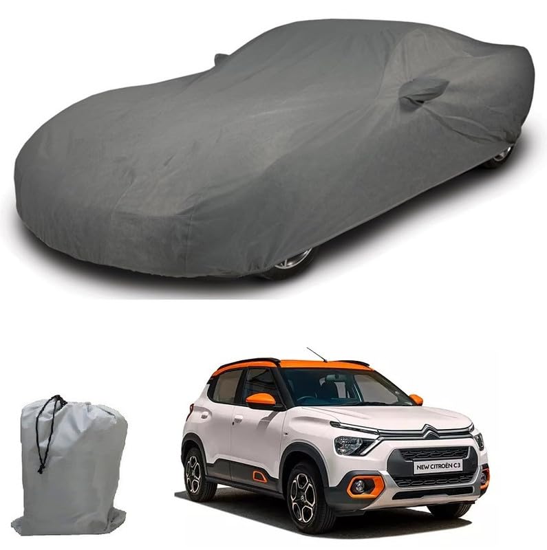 Image of ARCUATE Triple Layer Custom fit Car Body Cover for Citron C3 |Top Layer Dustrproof | Middle Layer Waterproof | Bottom Layer Scratch Protection | Outdoor Indoor Fabric