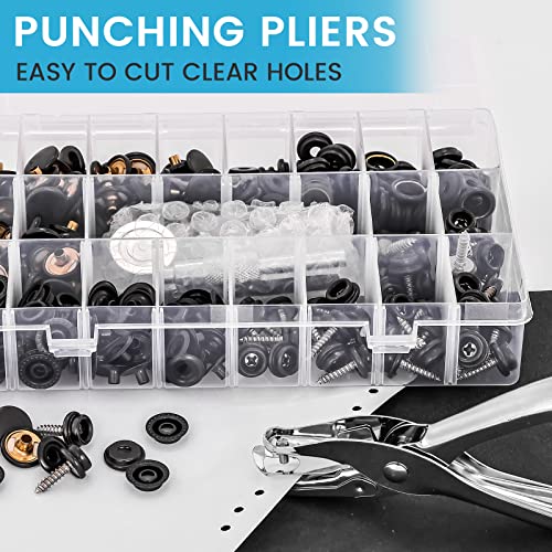 Canvas Snap Kit, Titoe 354Pcs Marine Grade Stainless Steel Boat Canvas Snaps With Punch Pliers Tool, Marine Snap Kit For Boat Cover Fabric Upholstery (Black) #TOP4