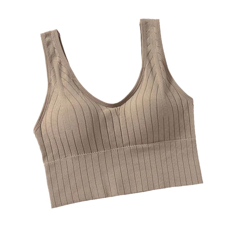 The Purple Tree Knitted Cotton Bralette 1 pc, Women Padded Bralette Crop Top, Knitted Sports Bra, Seamless Bra, Trendy Crop Top