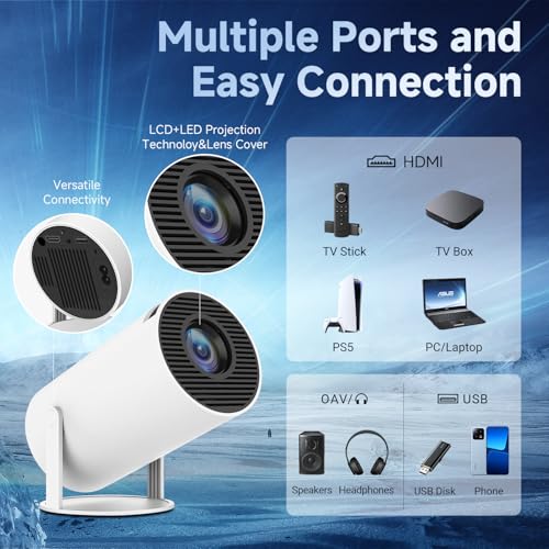 Mini Projector with WiFi & Bluetooth, SUMTAB 2025 Upgraded Portable Projector , 1080P & 4K Support Video Projector,Built-in Netflix,Compatible with iOS/Android/Windows - Thumbnail 2