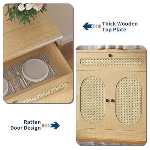 GarveeLife 60'' Rattan Sideboard Buffet Cabinet with 2 Drawers & 4 Rattan Doors and Adjustable Shelves & Storage by GarveeLife - Image 6