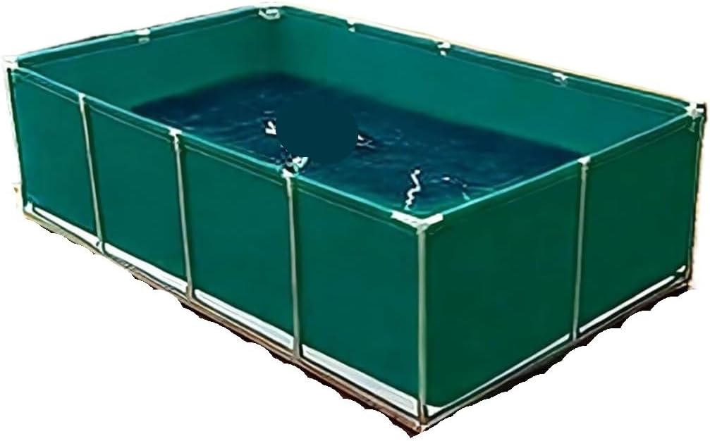 1pc Portable Waterproof PVC Fish Pond Pool - Outdoor Canvas Water Tank with Drain Valve for Fish Culture and Gardening(Green,100x100x40cm)