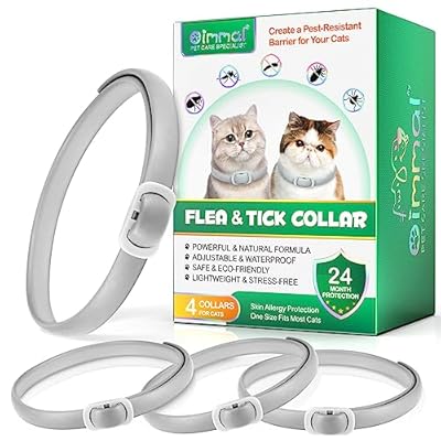 Bieyoc Cat Flea and Tick Collar, Flea Treatment Cat 4 Pcs, Adjustable Flea Cats Collar with 24 Months Effective Protection, Waterproof Cat Flea Collar for Kitten Medium Large Cats