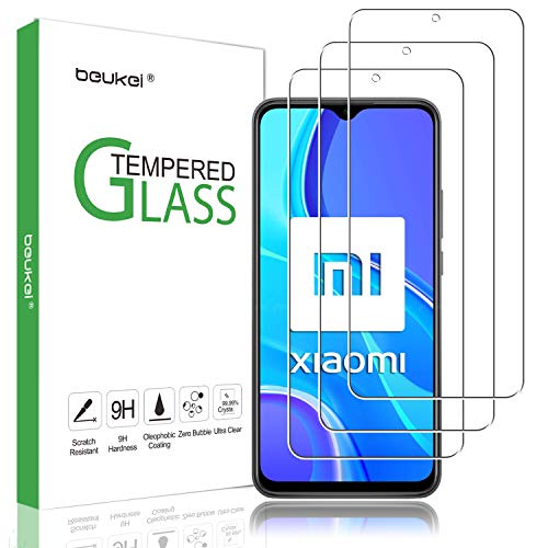(3 Pack) Beukei for Xiaomi Redmi 9/Redmi 9T/Redmi 9A/Redmi 9C/Redmi 9 Prime Screen Protector Tempered Glass,(6.53 inch),Full Screen Coverage, Anti Scratch, Bubble Free