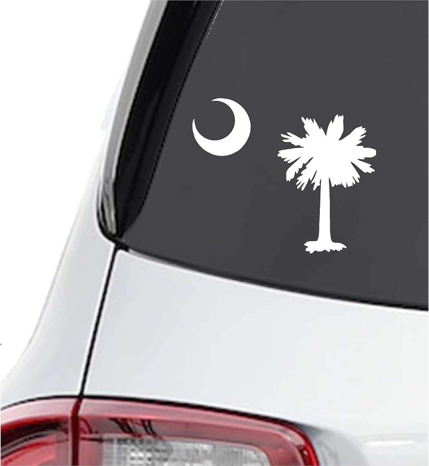 PALMETTO TREE MOON SC FLAG White Decal Sticker Die-cut White Decal Sticker