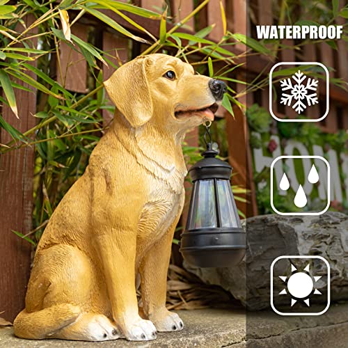 Garden Dog Statues Outdoor Decor, Solar Lights Outdoor Statue Garden Decorations Solar Dog Ornaments for Patio, Lawn, Yard Art Decoration, Housewarming Garden Gift