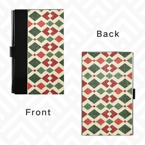 KLL Christmas Stripes Ultra-Thin Travel Business Card Holder with Leather and Stainless Steel Card Storage for Protects Your Cards portatarjetas para Hombre4