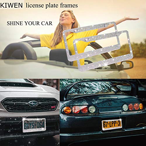 Bling License Plate Frames with High End Ribbon Gift Box,2 Pack Rhinestone License Plate Frame,Handcrafted Crystal Premium Stainless Steel Bling License Plate Frame for Women,Birthday by KIWEN - Image 4