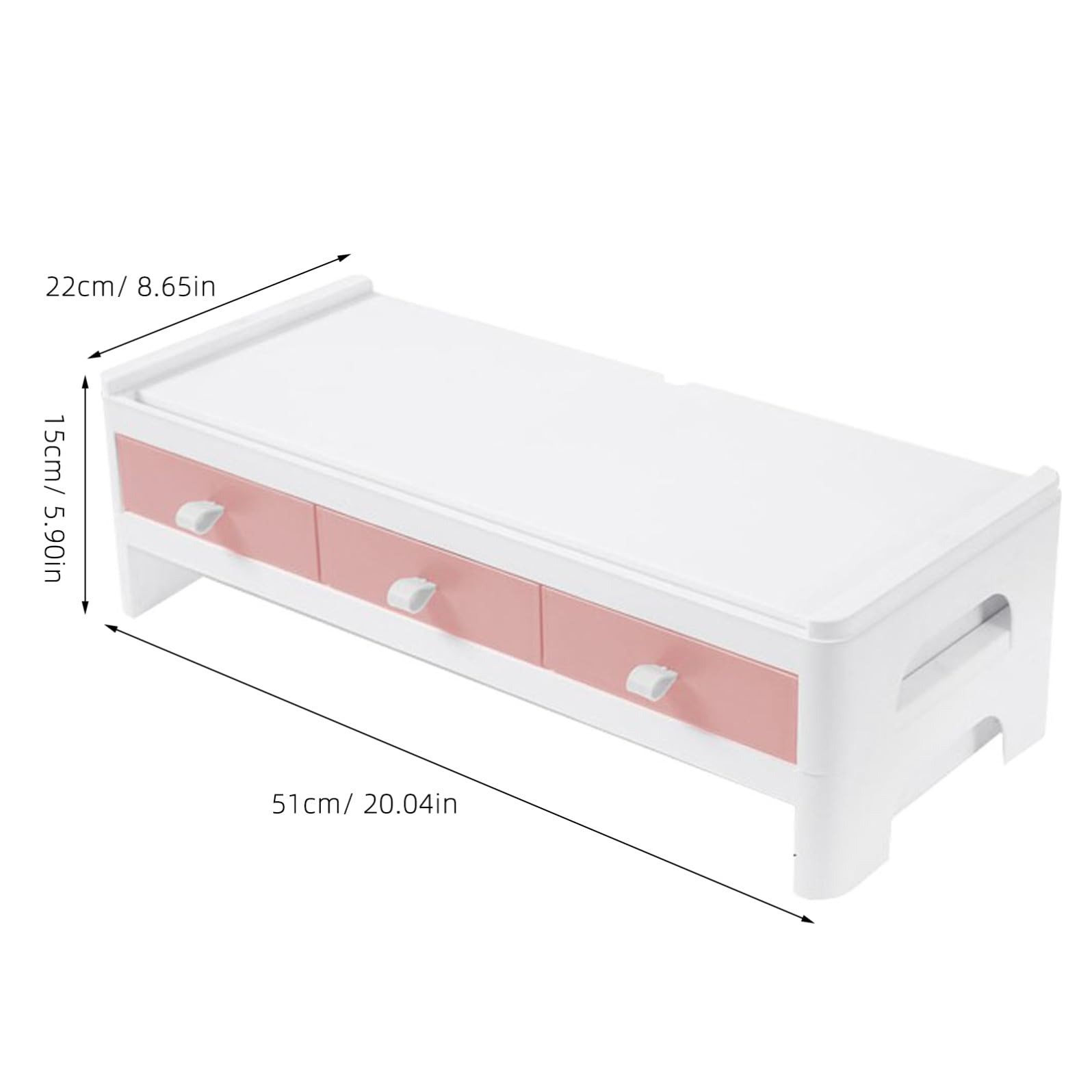 SHINEOFI Supporto per Monitor Elevato in Plastica Rosa per Scrivania | Organizer da Casa, per Cancelleria e Cosmetici, Struttura Classificata, per Studenti e Appassionati di Makeup
