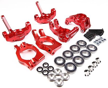GTBracing CNC Aluminum Front Spindle Knuckle + Rear Wheel Hub Carrier + C Hub Set for LOSI DBXL, DBXL-E/2.0,MTXL RC Car 1/5 Upgrade Parts (Red)