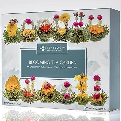 Teabloom Flowering Tea Chest - Curated Collection Of 12 Gourmet Flowering Teas - Packaged In Beautiful Gift-Ready Tea Box #TOP3
